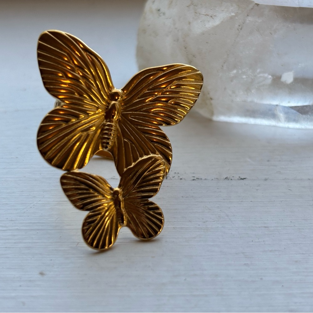 Gold Butterfly adjustable ring.